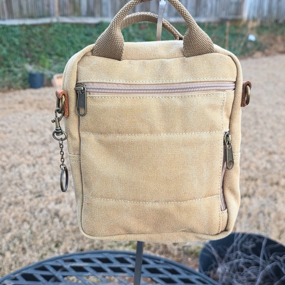 Selina Vaughan Studios Canvas Mini Backpack Crossbody Rooster Print Tan Boho - Picture 6 of 16